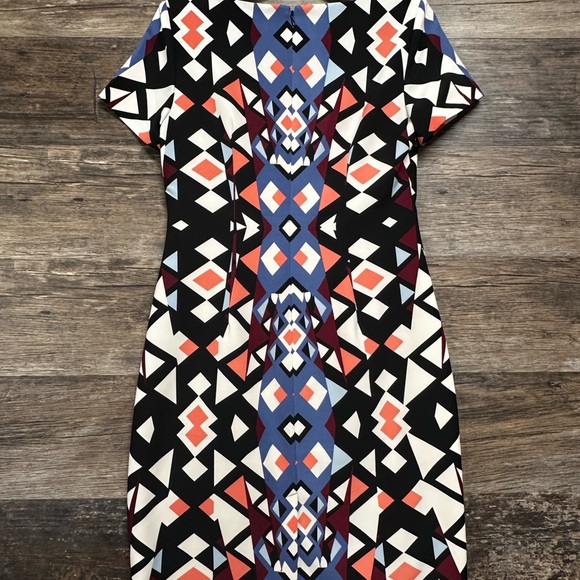 Talbots Geometric Black and White Sheath Mini Dress Crew Neck Short Sleeve - Picture 2 of 7